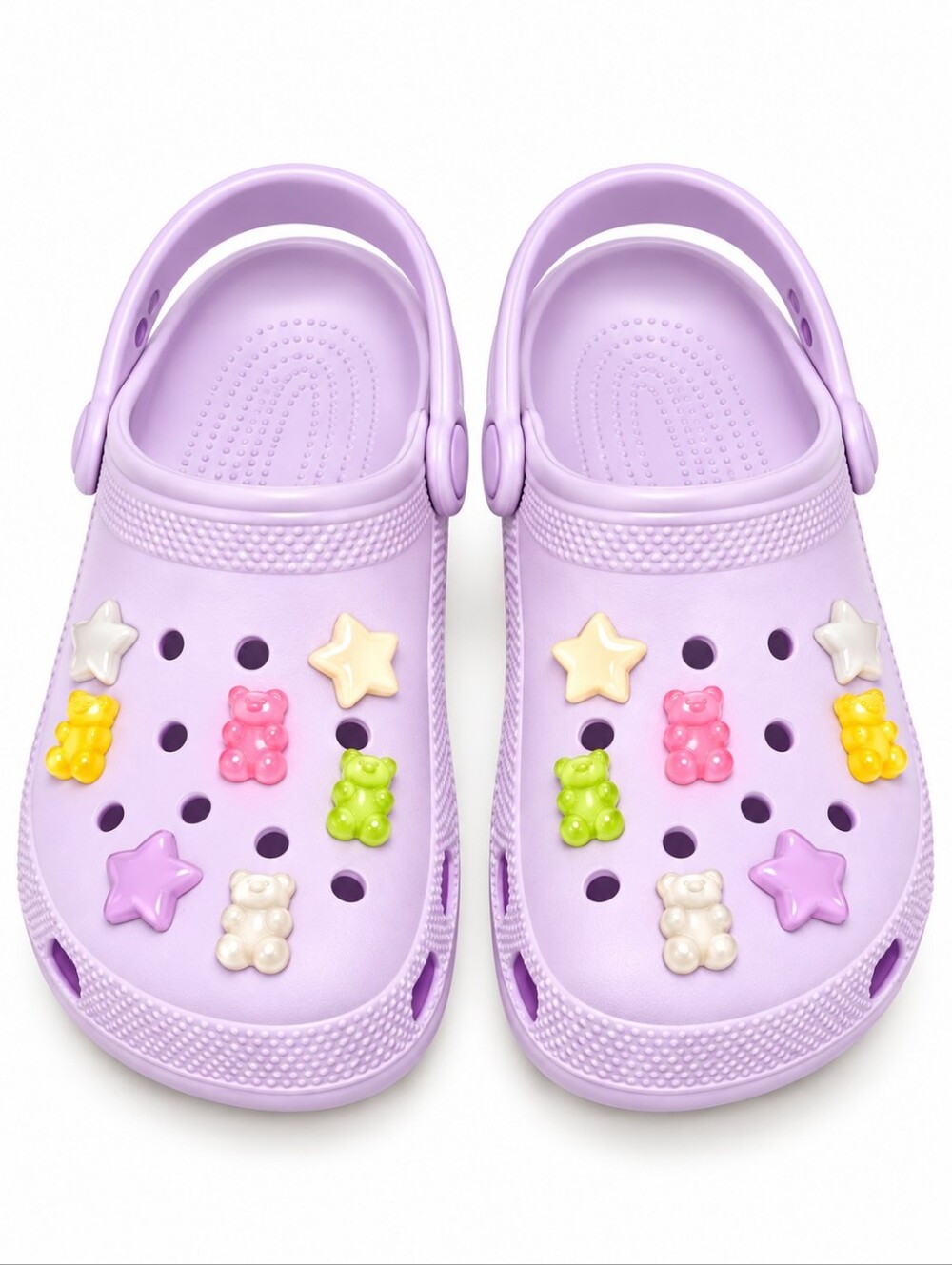 Kids Gummy Bear Clogs ♡ Pastel Lavender Kawaii Cute Charm Shoes - Size 4 (NWT)